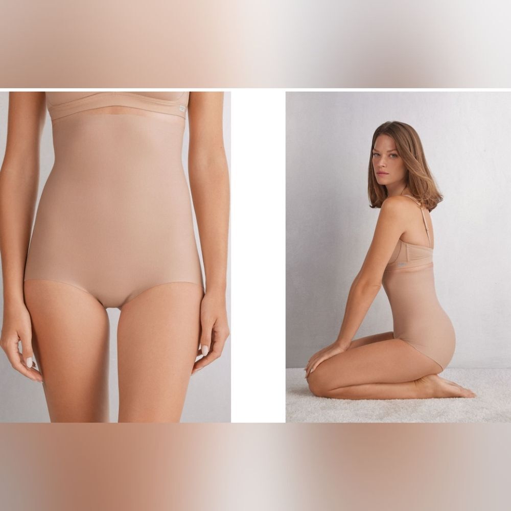 Intimissimi XL Cotton Light Shaping High Waist Hipsters Nude Soft Beige Women